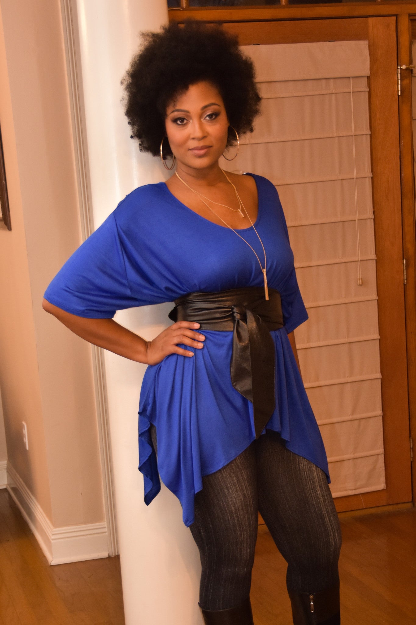 Sabra Tunic  (royal blue, mocha, black, off white) - Chimes Boutique
 - 2