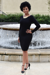 Nia Fitted Bodycon in Black - Chimes Boutique
 - 1