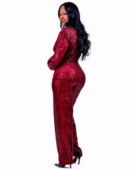 Bedazzled Jumpsuit Red