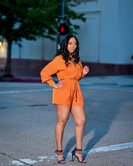 Perfect Timing Romper In Rust