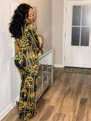 Grand Opening Jumpsuit - Black and Gold