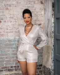 Top of the Line Romper in Silver
