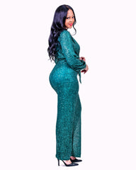 Bedazzled Jumpsuit Green